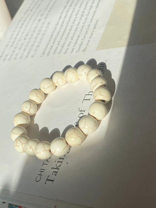 Bracelet 8 mm en “turquoise blanche” veinée | unisexe
