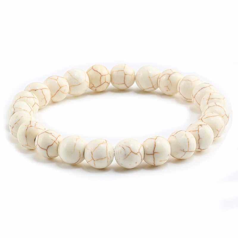 Bracelet 8 mm en “turquoise blanche” veinée | unisexe