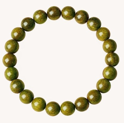Bracelet mala 6 mm en santal vert — perle porte-bonheur