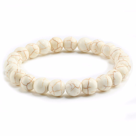Bracelet 8 mm en “turquoise blanche” veinée | unisexe